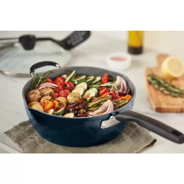 imageCuisinart Preferred Pan 4Pc Set  Nouveau Navy 45 Qt MultiPurpose Pan wCover Steamer Slotted TurnerNouveau Navy