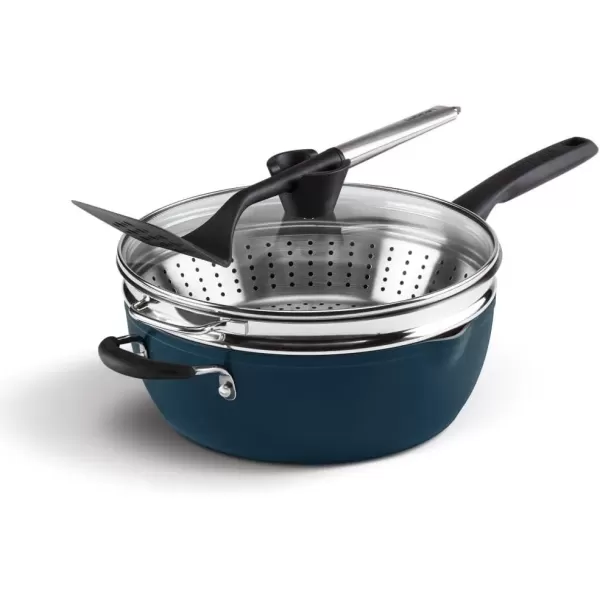 imageCuisinart Preferred Pan 4Pc Set  Nouveau Navy 45 Qt MultiPurpose Pan wCover Steamer Slotted TurnerNouveau Navy