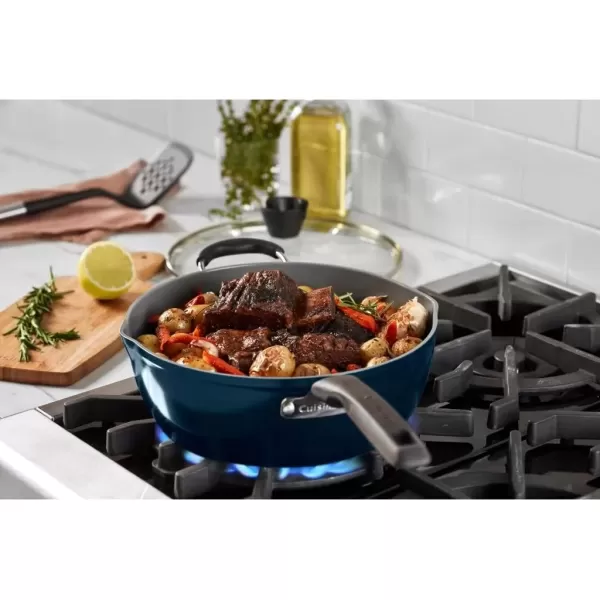 imageCuisinart Preferred Pan 4Pc Set  Nouveau Navy 45 Qt MultiPurpose Pan wCover Steamer Slotted TurnerNouveau Navy