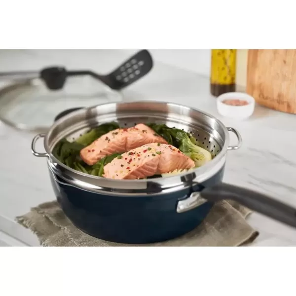 imageCuisinart Preferred Pan 4Pc Set  Nouveau Navy 45 Qt MultiPurpose Pan wCover Steamer Slotted TurnerNouveau Navy