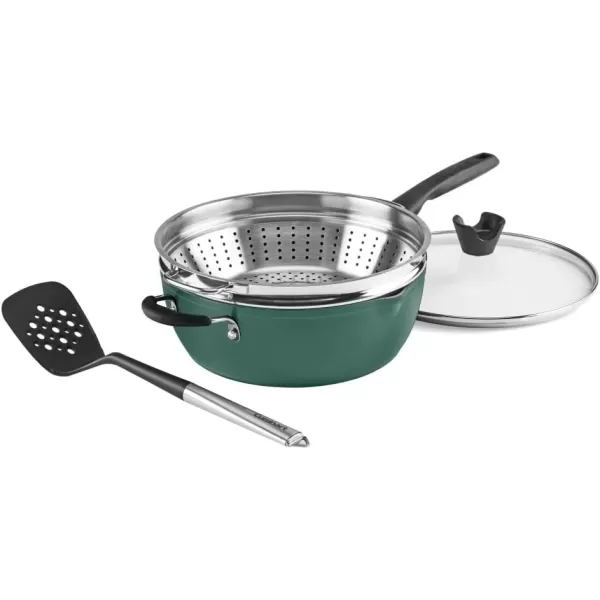 imageCuisinart Preferred Pan 4Pc Set  Nouveau Navy 45 Qt MultiPurpose Pan wCover Steamer Slotted TurnerSensible Sage Green