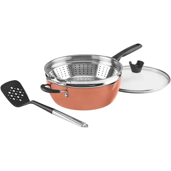 imageCuisinart Preferred Pan 4Pc Set  Nouveau Navy 45 Qt MultiPurpose Pan wCover Steamer Slotted TurnerSienna Sky