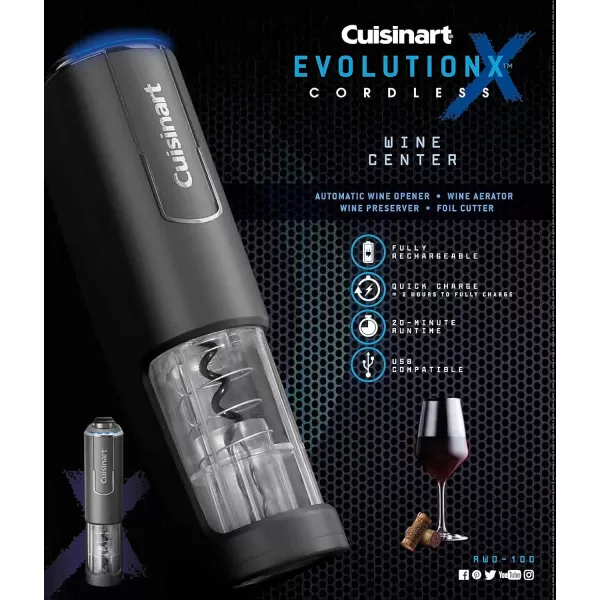 imageCuisinart RWO100 EvolutionX Cordless 4in1 Wine OpenerBlack