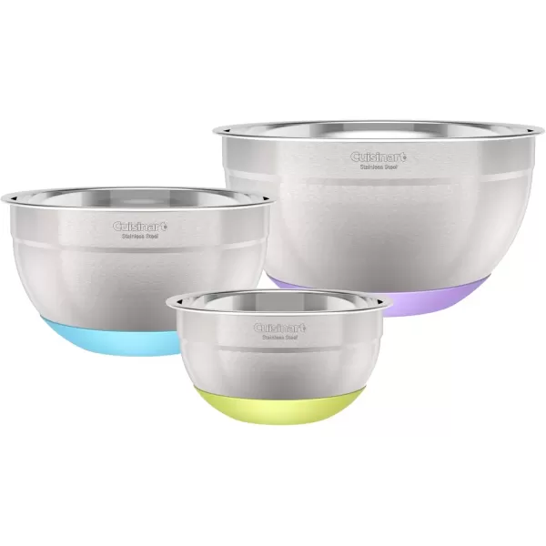 imageCuisinart 3Piece Stainless Steel Mixing Bowls with Nonslip Base 15qt 3qt ampamp 5qt