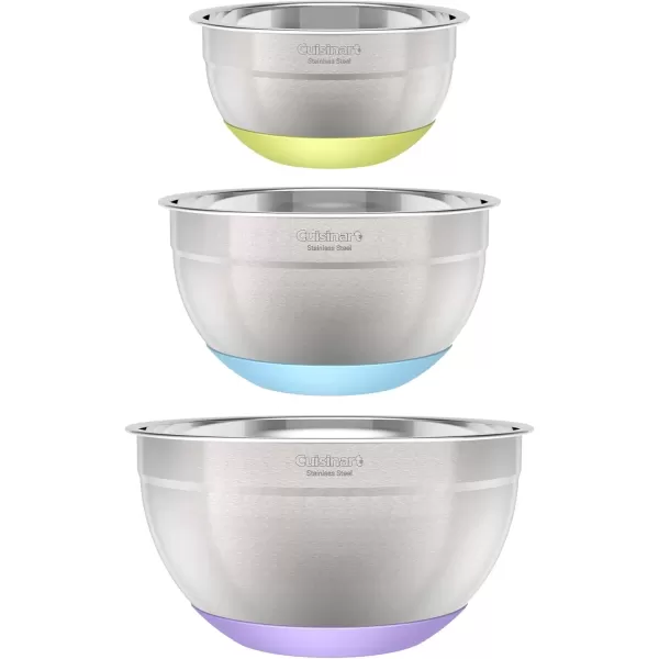 imageCuisinart 3Piece Stainless Steel Mixing Bowls with Nonslip Base 15qt 3qt ampamp 5qt