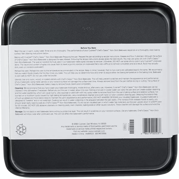 imageCuisinart 9Inch Chefs Classic Nonstick Bakeware Square Cake Pan SilverSilver