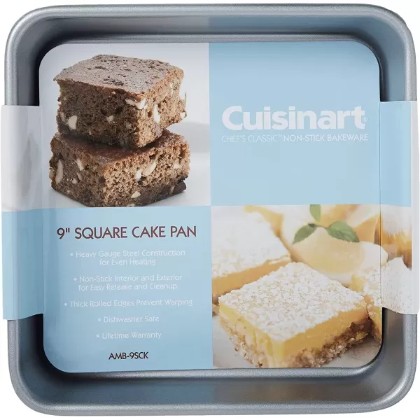 imageCuisinart 9Inch Chefs Classic Nonstick Bakeware Square Cake Pan SilverSilver