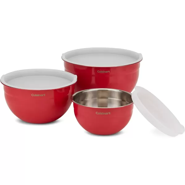 imageCuisinart Mixing Bowl Set Stainless Steel 3Piece CTG00SMBRed