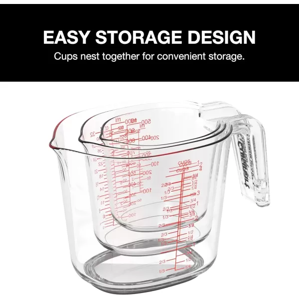 imageCuisinart Nesting Liquid Measuring Cups Clear 3Piece CTG003MC