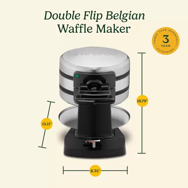 imageCuisinart WAFF40 Double Flip Belgian Waffle Maker 1400 watts New BlackStainlessNew BlackStainless