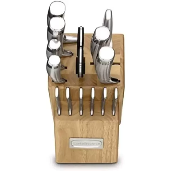 imageCUISINART Block Knife Set 15pc Cutlery Knife Set with Steel Blades for Precise Cutting  Lightweight Stainless Steel Durable ampamp Dishwasher Safe C99SS15PStainless Steel