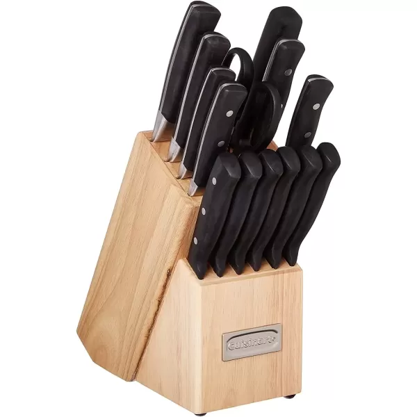imageCUISINART Block Knife Set 15pc Cutlery Knife Set with Steel Blades for Precise Cutting Lightweight Stainless Steel Durable ampamp Dishwasher Safe C77TR15P