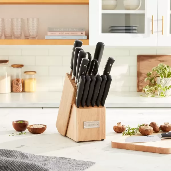 imageCUISINART Block Knife Set 15pc Cutlery Knife Set with Steel Blades for Precise Cutting Lightweight Stainless Steel Durable ampamp Dishwasher Safe C77TR15P