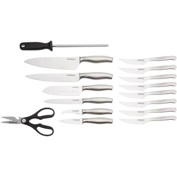 imageCUISINART Block Knife Set 17pc Cutlery Knife Set with Steel Blades for Precise Cutting Lightweight Stainless Steel Durable ampamp Dishwasher Safe C77SS17P17Piece