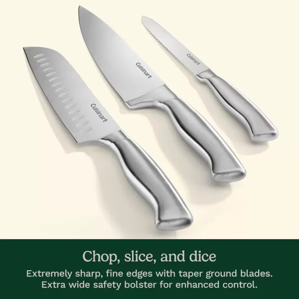 imageCUISINART Block Knife Set 17pc Cutlery Knife Set with Steel Blades for Precise Cutting Lightweight Stainless Steel Durable ampamp Dishwasher Safe C77SS17P15Piece