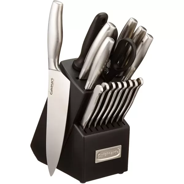 imageCUISINART Block Knife Set 17pc Cutlery Knife Set with Steel Blades for Precise Cutting Lightweight Stainless Steel Durable ampamp Dishwasher Safe C77SS17P17Piece
