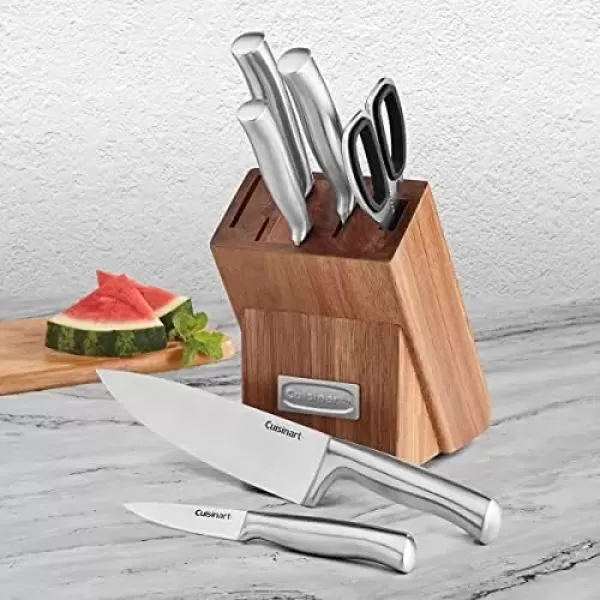 imageCUISINART Block Knife Set 17pc Cutlery Knife Set with Steel Blades for Precise Cutting Lightweight Stainless Steel Durable ampamp Dishwasher Safe C77SS17P7Piece