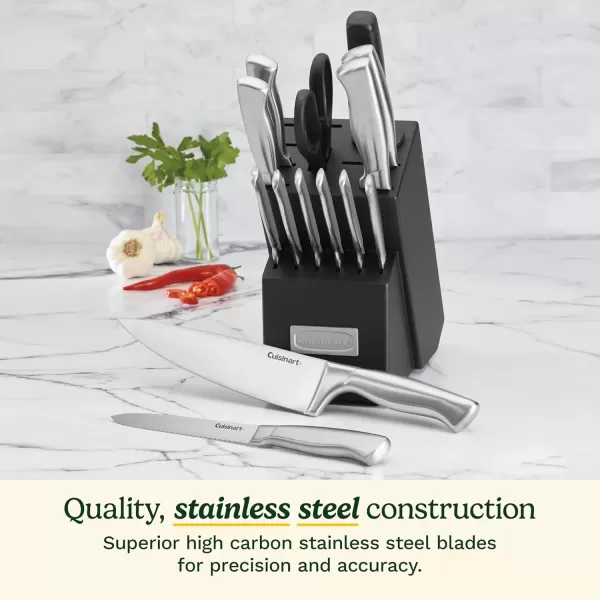 imageCUISINART Block Knife Set 17pc Cutlery Knife Set with Steel Blades for Precise Cutting Lightweight Stainless Steel Durable ampamp Dishwasher Safe C77SS17P15Piece
