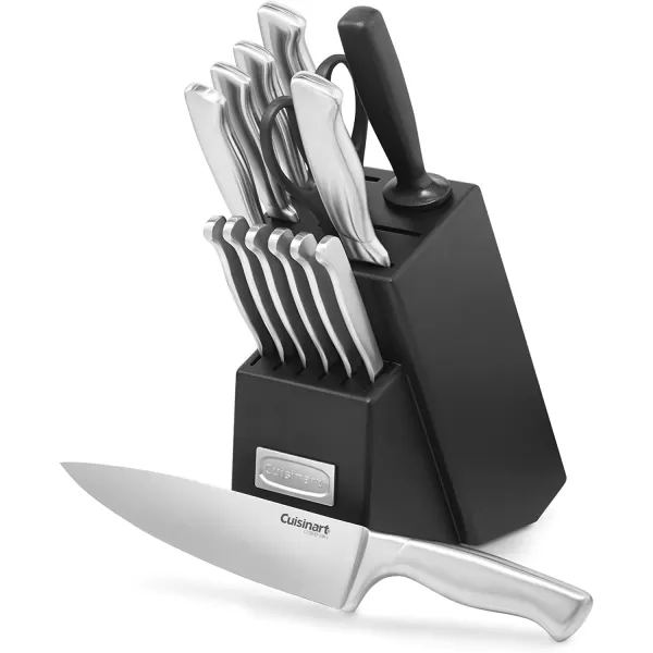 imageCUISINART Block Knife Set 17pc Cutlery Knife Set with Steel Blades for Precise Cutting Lightweight Stainless Steel Durable ampamp Dishwasher Safe C77SS17P15Piece