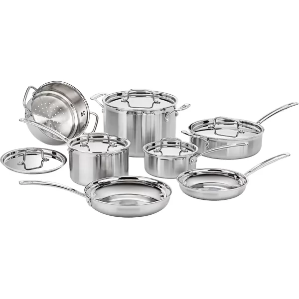 imageCuisinart 12 Piece Cookware Set MultiClad Pro Triple Ply Silver MCP12N12Piece