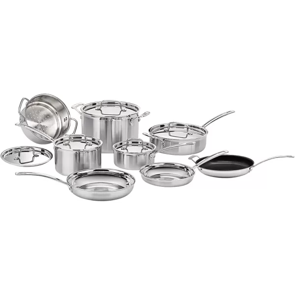 imageCuisinart 12 Piece Cookware Set MultiClad Pro Triple Ply Silver MCP12N13Piece
