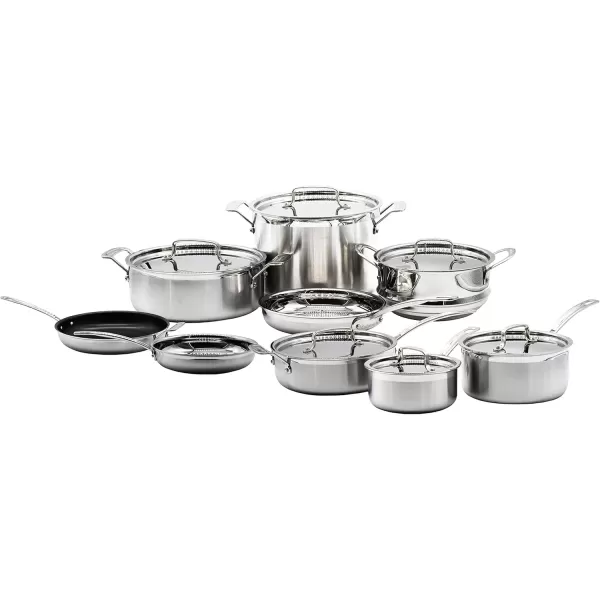 imageCuisinart 12 Piece Cookware Set MultiClad Pro Triple Ply Silver MCP12N15Piece