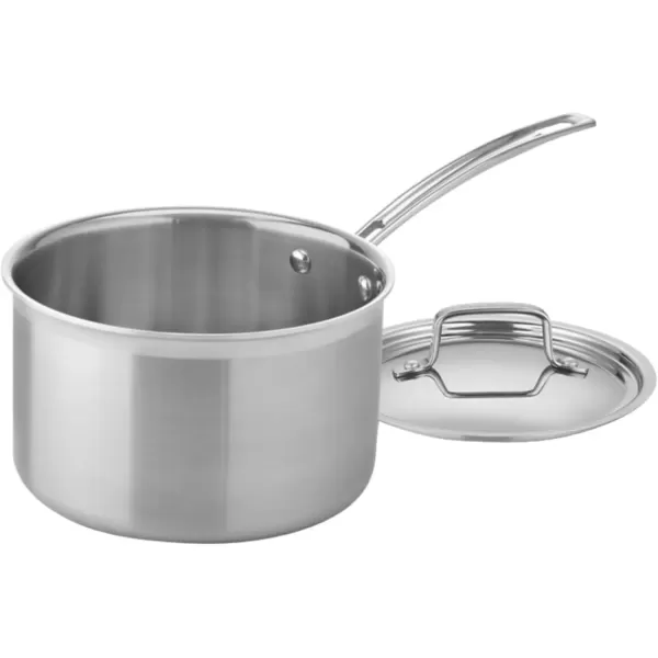 imageCuisinart 4Quart Skillet Stainless Steel Cookware Multiclad Pro Triple Ply Saucepan wCover MCP19420NSaucepan wCover
