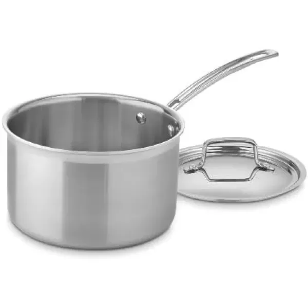 imageCuisinart 4Quart Skillet Stainless Steel Cookware Multiclad Pro Triple Ply Saucepan wCover MCP19420NSaucepan wCover