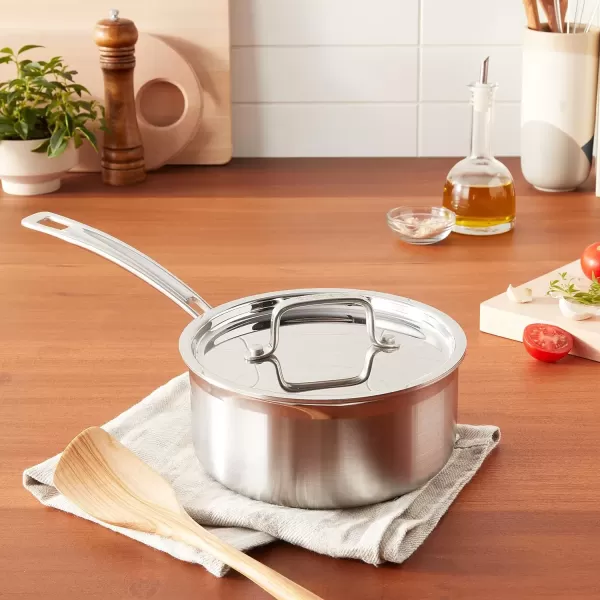 imageCuisinart 4Quart Skillet Stainless Steel Cookware Multiclad Pro Triple Ply Saucepan wCover MCP19420NSaucepan wCover