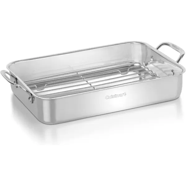 imageCuisinart 711714RR 14Inch ChefsClassic CookwareCollection Lasagna Pan wStainless Roasting Rack Stainless SteelStainless Steel
