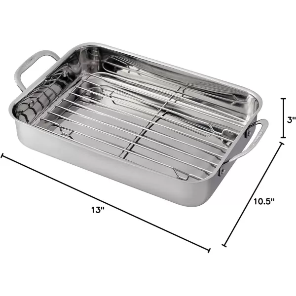 imageCuisinart 711714RR 14Inch ChefsClassic CookwareCollection Lasagna Pan wStainless Roasting Rack Stainless SteelStainless Steel