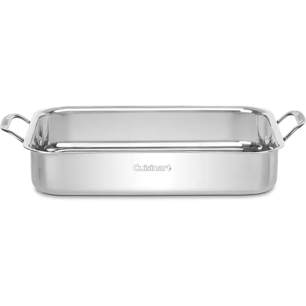 imageCuisinart 711714RR 14Inch ChefsClassic CookwareCollection Lasagna Pan wStainless Roasting Rack Stainless SteelStainless Steel