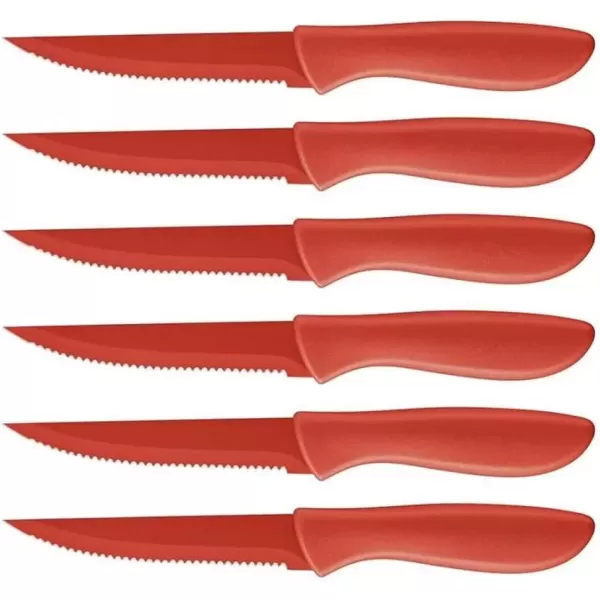 imageCuisinart C556PCSBK Advantage Color Collection 6Piece Ceramic Coated Steak Knife Set BlackRed