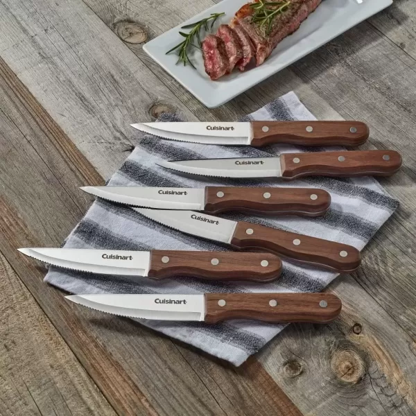 imageCuisinart C55WS6STK Advantage Cutlery 6Piece Triple Rivet Walnut Steak Knife Set