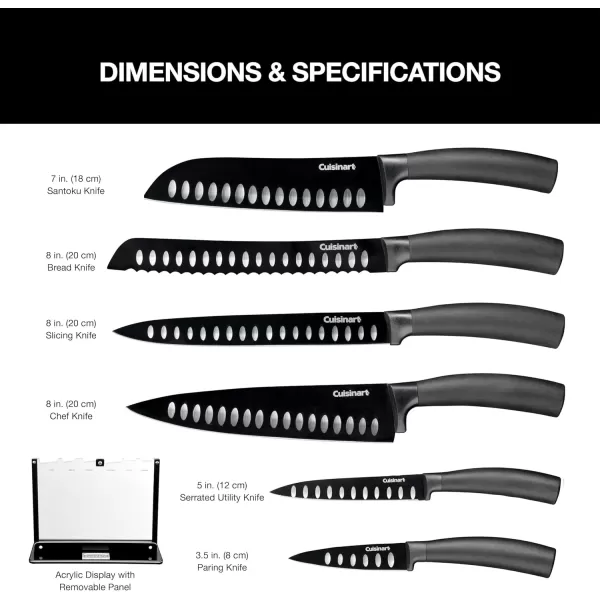imageCuisinart C77NS7P Classic Nonstick Edge Collection 7Piece Cutlery Knife Set with Acrylic Stand Black7Piece