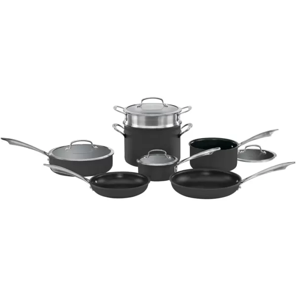 imageCuisinart DSA2220 Anodized Nonstick 8Inch BlackStainless Steel DishwasherSafeHard Open SkilletCookware Set