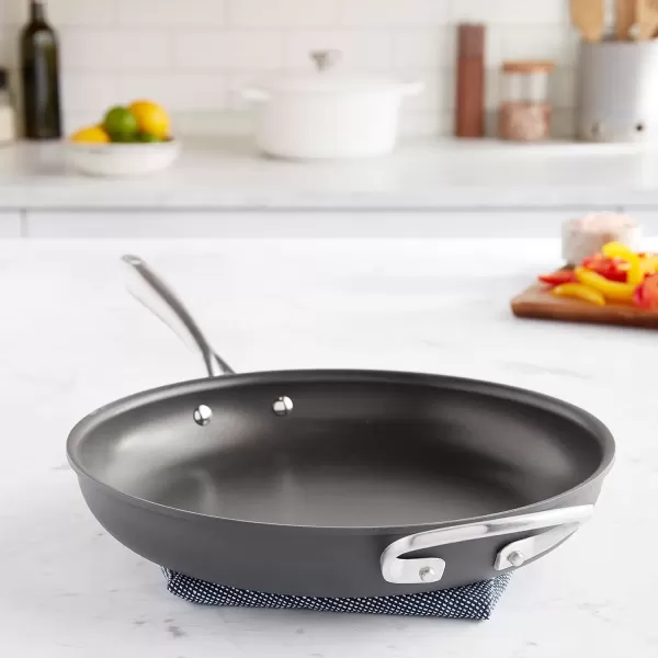 imageCuisinart DSA2220 Anodized Nonstick 8Inch BlackStainless Steel DishwasherSafeHard Open SkilletOpen Skillet wHelper