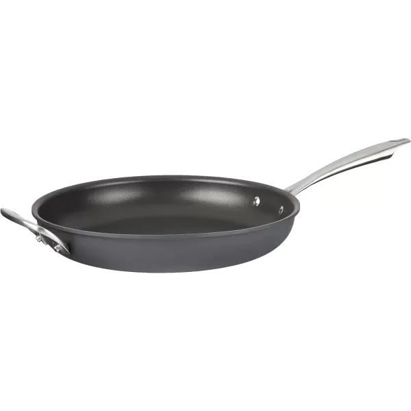 imageCuisinart DSA2220 Anodized Nonstick 8Inch BlackStainless Steel DishwasherSafeHard Open SkilletOpen Skillet wHelper