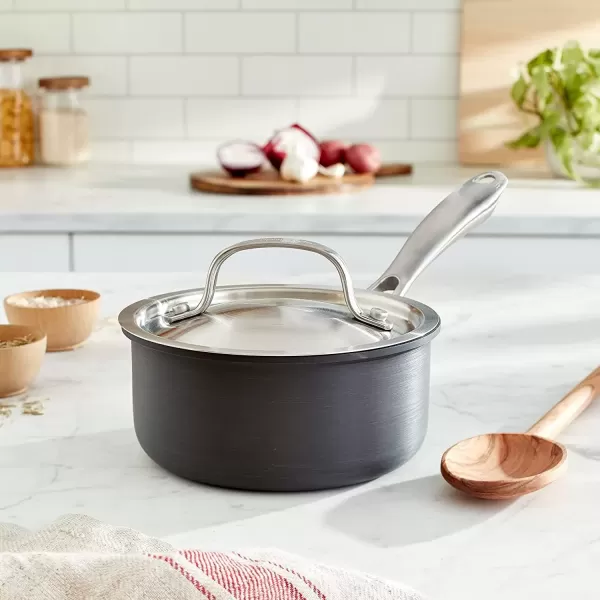 imageCuisinart GG1914 GreenGourmet HardAnodized Nonstick 1Quart Saucepan with Cover BlackStainless1 Quarts