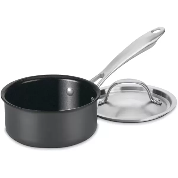 imageCuisinart GG1914 GreenGourmet HardAnodized Nonstick 1Quart Saucepan with Cover BlackStainless1 Quarts