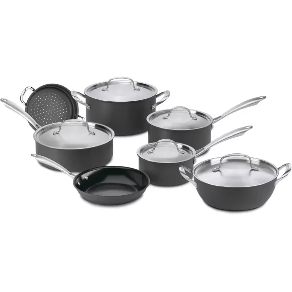imageCuisinart GG1914 GreenGourmet HardAnodized Nonstick 1Quart Saucepan with Cover BlackStainless12Piece