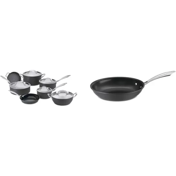 imageCuisinart GG1914 GreenGourmet HardAnodized Nonstick 1Quart Saucepan with Cover BlackStainless12Piece