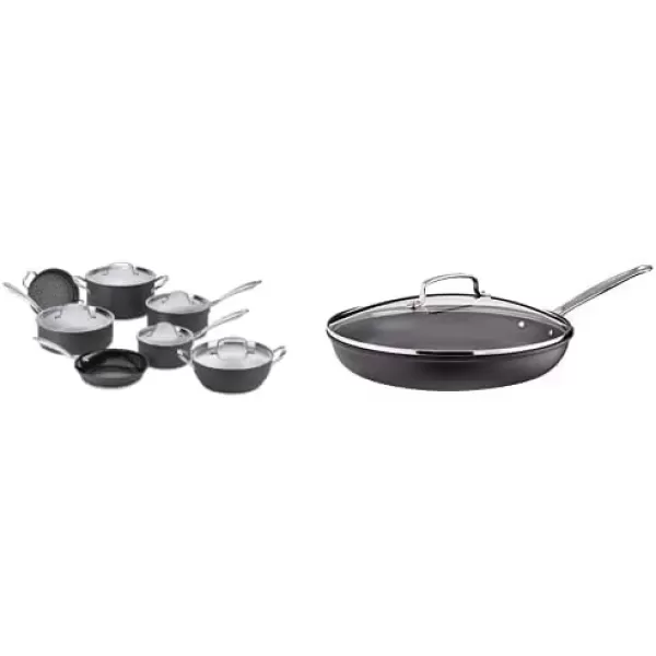 imageCuisinart GG1914 GreenGourmet HardAnodized Nonstick 1Quart Saucepan with Cover BlackStainless12Piece