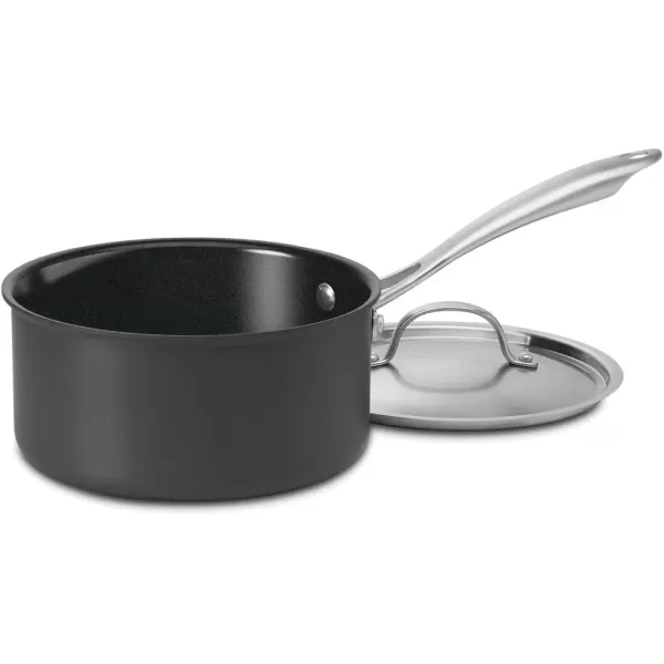 imageCuisinart GG1914 GreenGourmet HardAnodized Nonstick 1Quart Saucepan with Cover BlackStainless2 Quarts