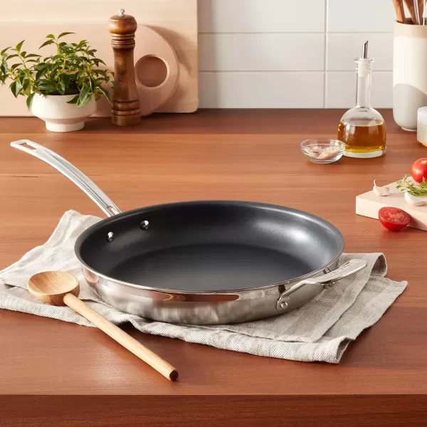 imageCuisinart MCP2224N MultiClad Pro Triple Ply 10Inch Open SkilletNonstick Skillet wHelper