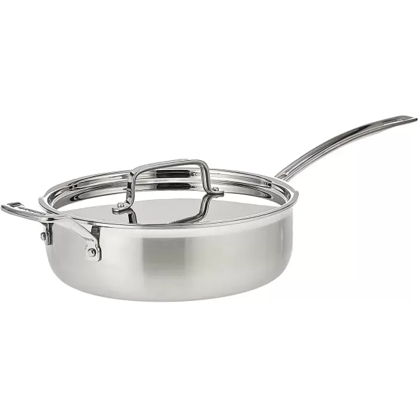 imageCuisinart MCP3330HN MultiClad Pro Triple Ply 55Quart Saute Skillet Saut Pan wHelper ampamp CoverSaut Pan wHelper  Cover