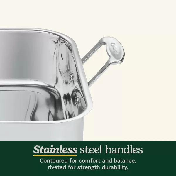 imageCuisinart Multiclad Pro Triple Ply Stainless Cookware 16inch Roasting Pan Skillet Rectangular Roaster wRackStainless Steel