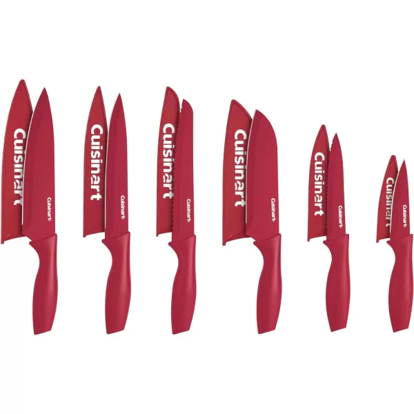 imageCusinart Block Knife Set 12pc Cermaic Knife Set with 6 Blades ampamp 6 Blade Guards Lightweight Stainless Steel Durable ampamp Dishwasher Safe C5512PCKSAMRed