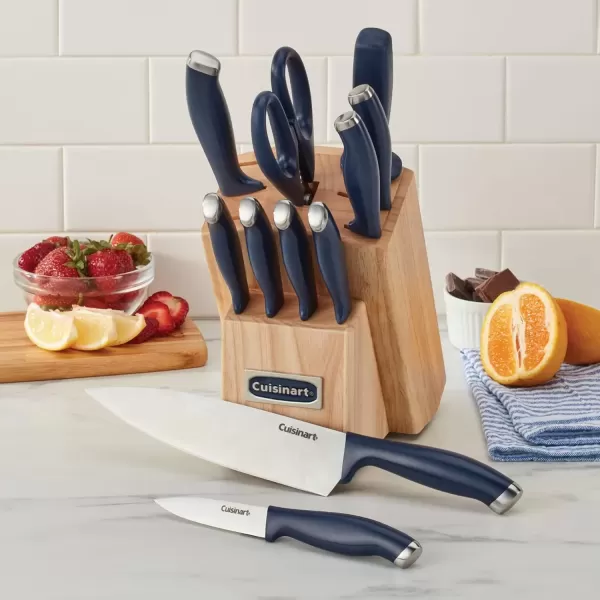 imageCusinart Block Knife Set 12pc Cutlery Knife Set with Steel Blades for Precise Cutting Lightweight Stainless Steel Durable ampamp Dishwasher Safe C77SSW12PNavy