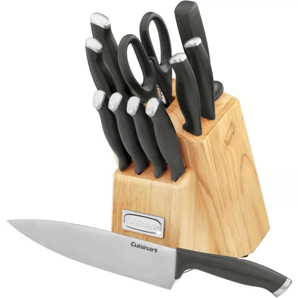 imageCusinart Block Knife Set 12pc Cutlery Knife Set with Steel Blades for Precise Cutting Lightweight Stainless Steel Durable ampamp Dishwasher Safe C77SSW12PBlackStainless Steel